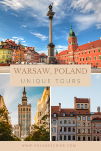 Warsaw, Poland Unique Tours Pin with daytime photos of landmarks