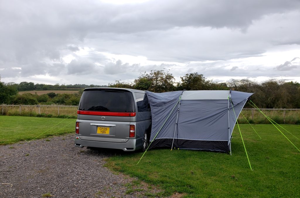 Awning on van: perfect solution to no conversion van