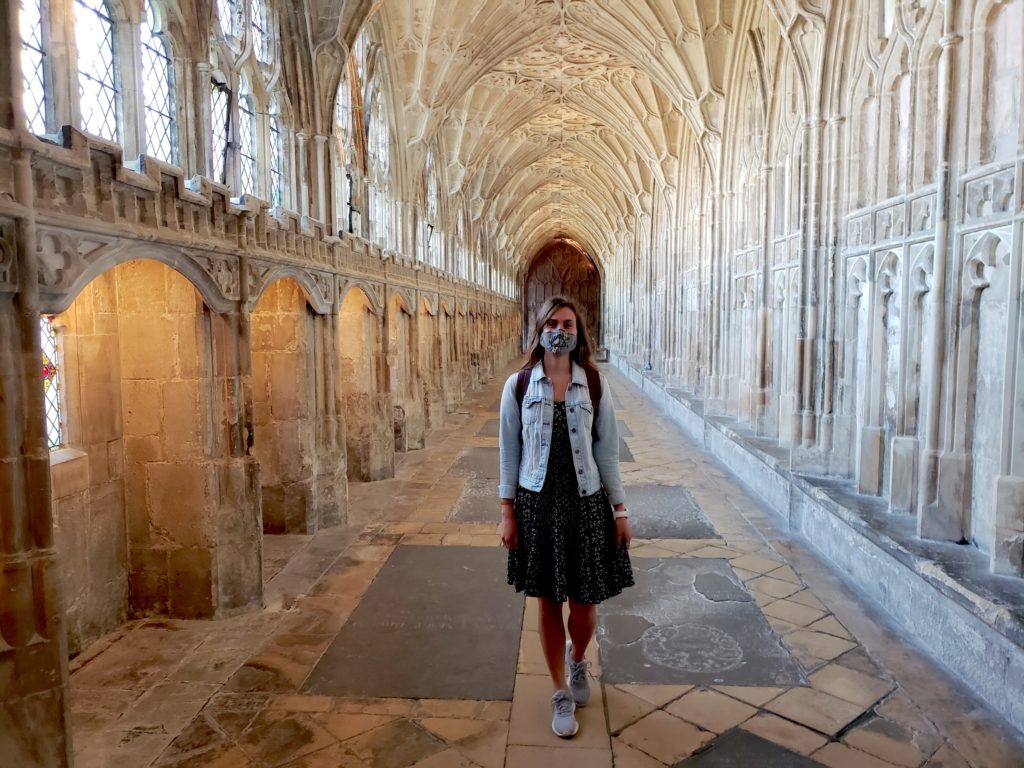 Standing in Gloucester Cathedral, a Harry Potter film location