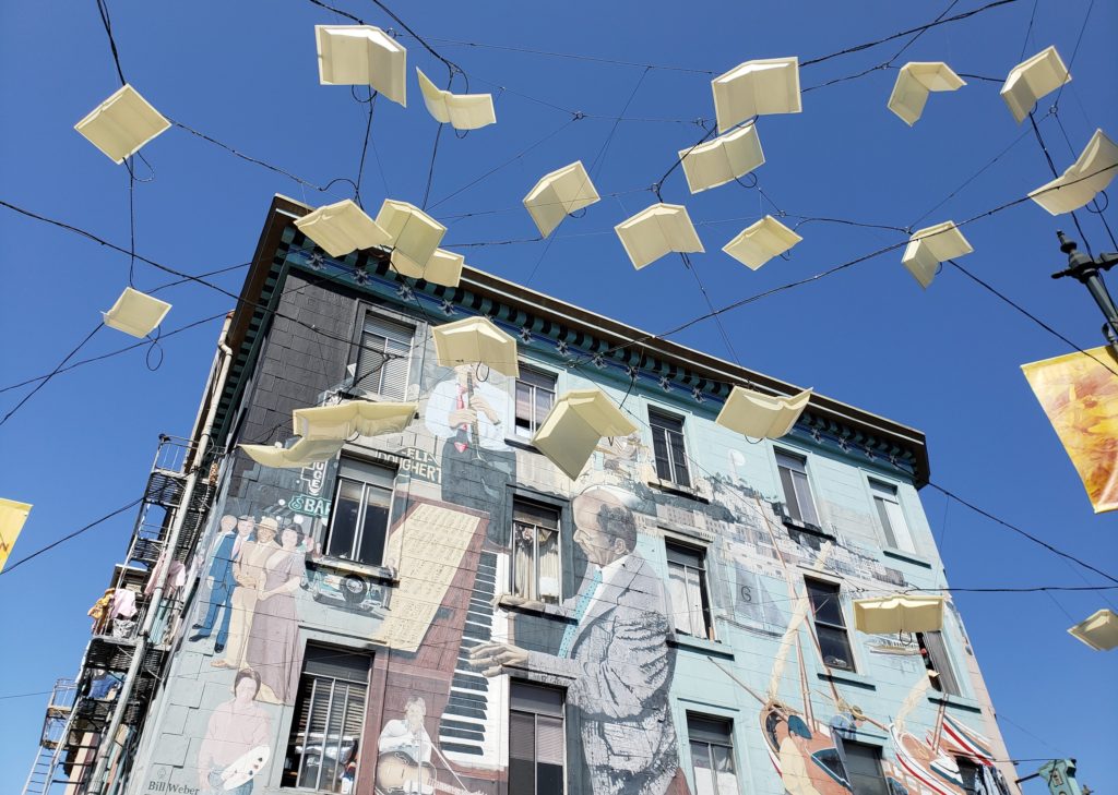 Books art installation in San Francisco
