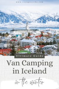 Van Camping in Iceland Winter Pin