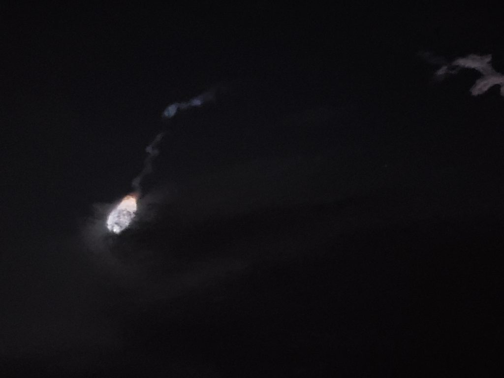 Rocket launching at night; jellyfish effect