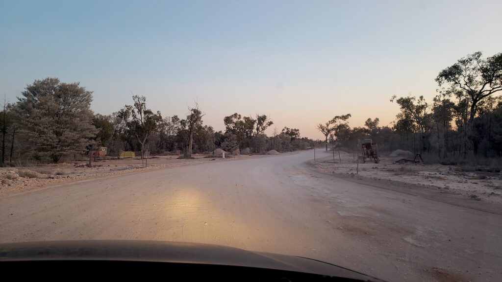 Driving in the Outback near dark
