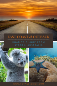 Koala East Coast and Outback Road Trip Loop from Sydney Australia pin